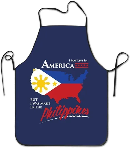 I May Live In America But I Was Made In The Philippines Delantales de cocina personalizados de chef delantales azules, Azul
