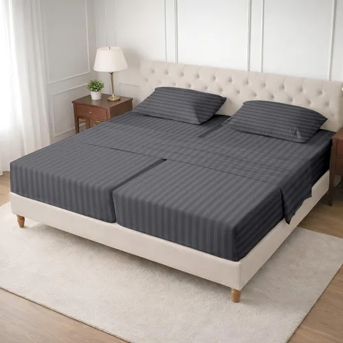 Miniatura 44 de SGI bedding Sábana Queen de 28 pulgadas con cabecera flexible y parte superior dividida, 100% algodón egipcio - 600 número de hilos, sábanas