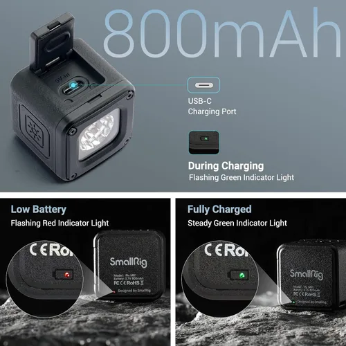 Miniatura 2 de SmallRig RM01 Mini Luz de Vídeo LED Impermeable Kit de Iluminación Portátil con 8 Filtros de Color, Luz de Fotografía de Relleno Regulable 5600K