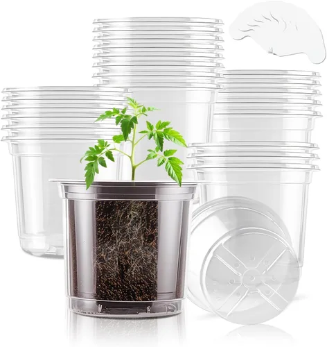 Miniatura 10 de SupKing Macetas transparentes de 4 pulgadas para vivero, 8 paquetes de plástico duradero, macetas pequeñas de orquídeas con agujeros de drenaje