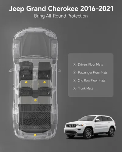 Miniatura 2 de 3W Alfombrillas y revestimiento para maletero para Jeep Grand Cherokee 2016-2021/ Grand Cherokee WK 2022 2023 (No L), TPE para todo tipo de clima