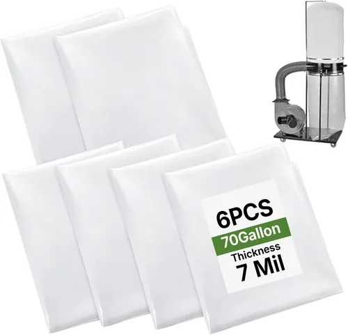 Bolsas colectoras de polvo, 6 piezas de dos caras de 7 mil 19.5 pulgadas de diámetro (31 pulgadas de ancho x 40 pulgadas de largo) para Harbor