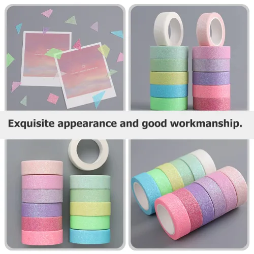 Miniatura 5 de STOBOK Cinta adhesiva Washi con purpurina de macarrón para manualidades, cinta adhesiva de papel Washi para manualidades, álbumes de recortes