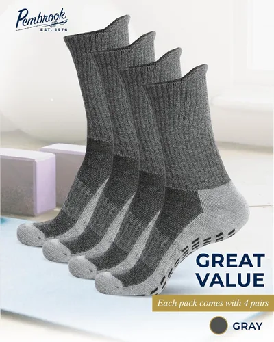 Miniatura 17 de Pembrook 4 pares de calcetines antideslizantes para hombres, mujeres, marido, papá, calcetines de agarre para hospital, yoga, pilates, barre
