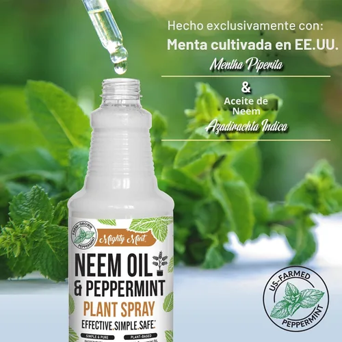 Miniatura 4 de Mighty Mint Spray nutritivo para plantas de aceite de neem y menta, brillo natural de hojas para uso en interiores y exteriores, fórmula a base