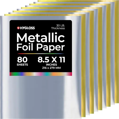Miniatura 10 de Hygloss Papel de aluminio metálico, 16 hojas de 8 colores surtidos, 8.5 x 11 pulgadas, papel de aluminio ideal para manualidades, hojas de papel
