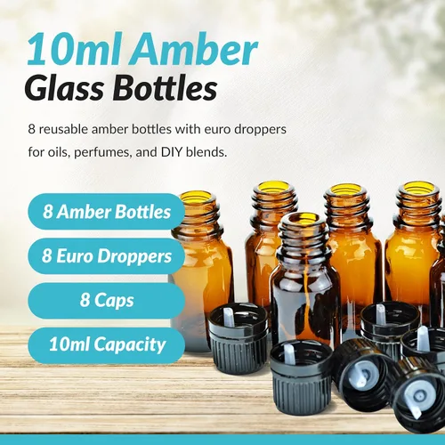 Miniatura 2 de Botellas de 0.34 onzas líquidas, color ámbar, 8, 8