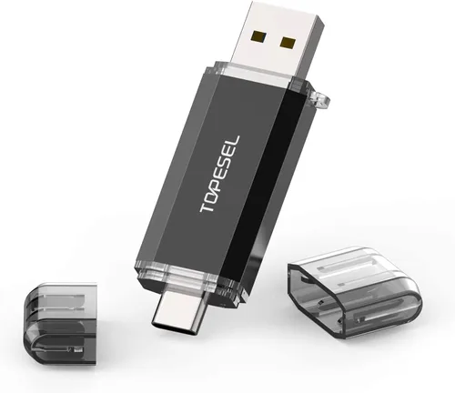 TOPESEL Unidad flash USB C tipo C de 64 GB Dual 2 en 1 USB 3.0/3.1 Gen1 Drive 64 GB USB-C Memory Stick con indicador LED para compartir datos