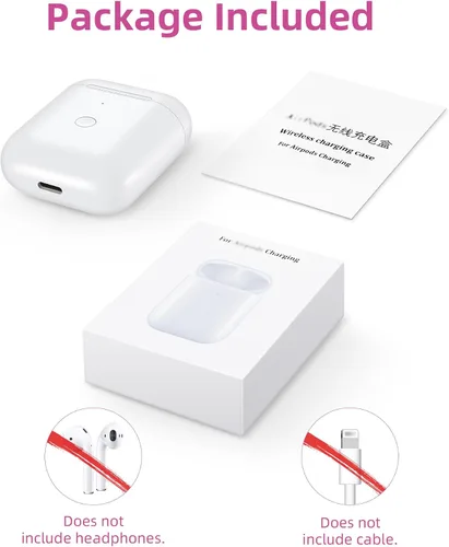 Miniatura 6 de Funda de carga inalámbrica de repuesto compatible con AirPods de 1ª y 2ª generación con botón de emparejamiento de sincronización Bluetooth (negro)