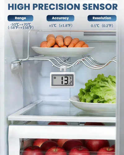 Miniatura 6 de Termómetro digital para refrigerador, termómetro para nevera y congelador con pantalla LCD grande, medidor de temperatura magnético del congelador