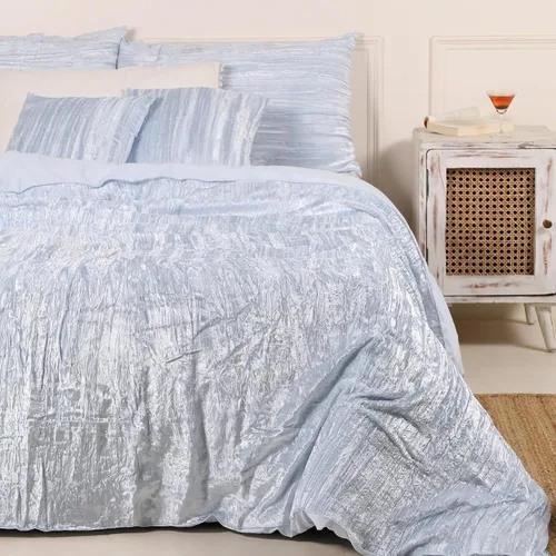 Miniatura 15 de Sophia-Art - Juego de 3 piezas de ropa de cama de terciopelo de rayón ultra lujo, funda de edredón boho de un solo color, funda de colcha