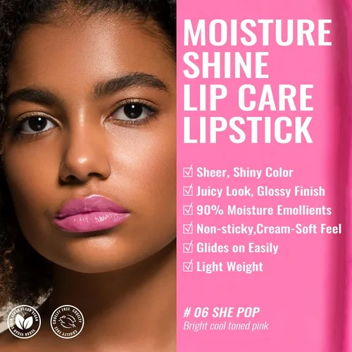 Miniatura 2 de Oulac Lápiz Labial Rosa Hidratante con Brillo - Lápiz Labial Hidratante Bálsamo Labial Tintado Brillante, Acabado Brillante Transparente Jugoso