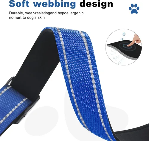 Miniatura 3 de Collares de perro reflectantes de martingala. Collar de perro con hebilla de liberación rápida. Collar de mascota de nylon ajustable, suave, Azul