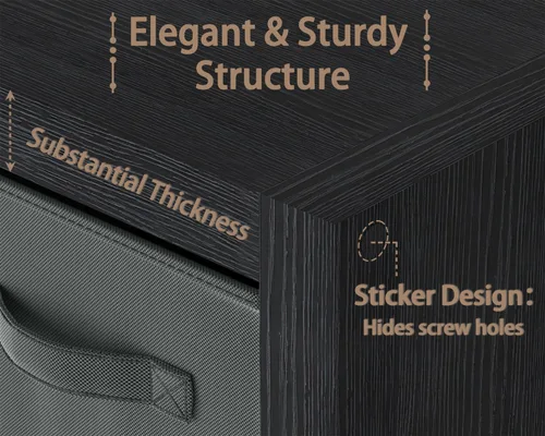 Miniatura 4 de furtble Estantería con contenedor de almacenamiento, organizador de almacenamiento de 4 cubos, estantería abierta de madera moderna, estante de Negro