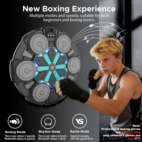 Miniatura 3 de Music Punching Machine for Kids Adults,Bluetooth Wall Mounted Boxing Trainer with Gloves,Rhythm Lights,2 Player Battle Mode,Reaction Training