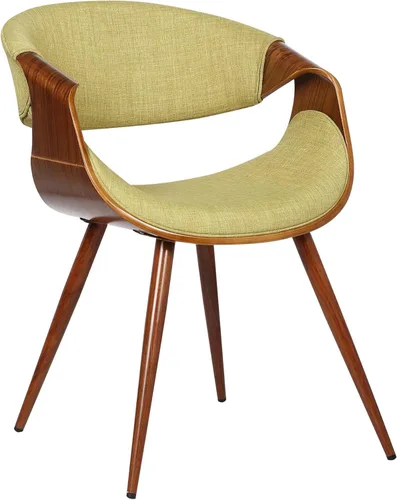 Armen Living Silla de comedor de mediados de siglo estilo mariposa con acabado en nogal y tela verde Tela verde/nogal