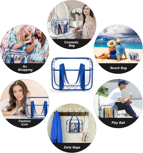 Miniatura 8 de Bolsa de aseo grande y gruesa de PVC con cremallera, bolsa transparente para cosméticos para el trabajo diario, viajes, deportes