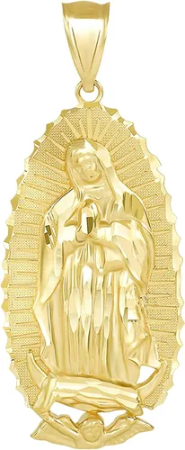 Colgante católico de plata de ley 925 u oro de 1-15 pulgadas de Nuestra Señora de Guadalupe Concepción Inmaculada - Elección de tipo de metal color