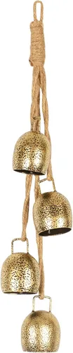 Styleonme Campanas de Decoración de Navidad, Campanas Decorativas de Cuero de Yute y Metal, Campanas Navideñas para Decoración, Latón Vintage Hechas