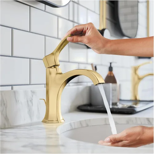 Miniatura 3 de hansgrohe Locarno 04810250 - Grifo de lavabo de baño de 1 manija y 1 manija de transición con 1 manija y óptica de oro cepillado, 04810250