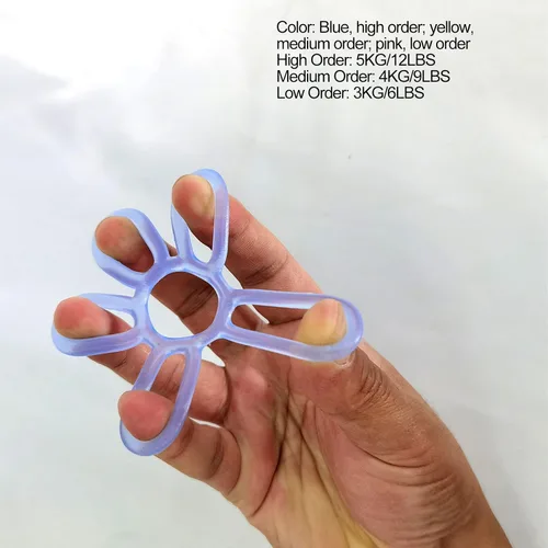Miniatura 3 de 3 unids fortalecedor de agarre de mano en forma de flor extensor de mano ejercitador dedo 3 niveles estirador bandas de resistencia de mano