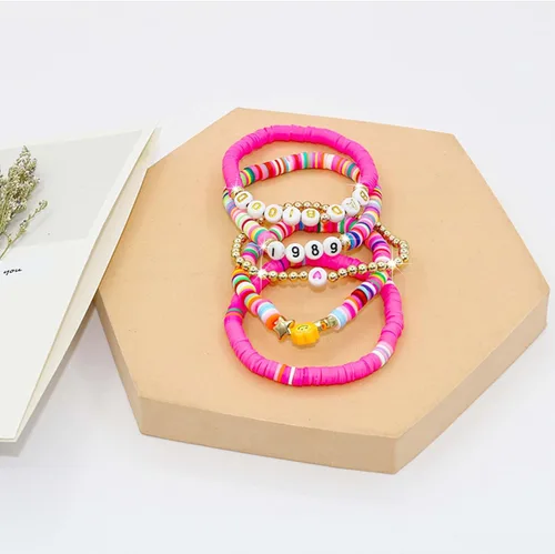 Miniatura 6 de COARVXA 5 pulseras inspiradas en álbumes de Taylor Lover Fearless Reputation 1989 para música de Eras Music, juego de pulseras bohemias para playa