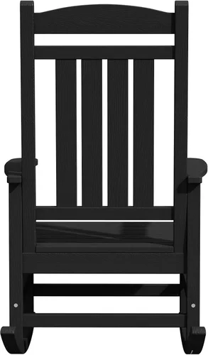 Miniatura 11 de Mecedoras de exterior KINGYES, mecedoras de patio todo clima de HDPE con respaldo alto para adultos, de color negro Negro oscuro