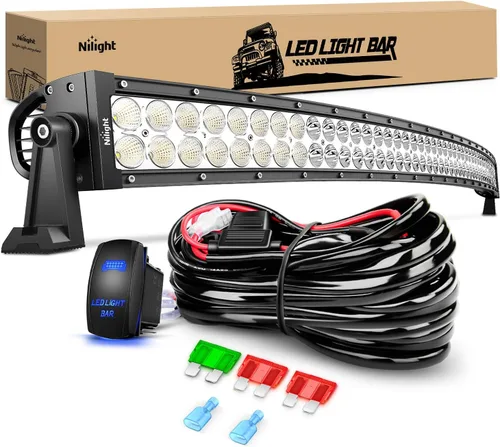 Miniatura 10 de Nilight - Barra de luz LED curva de 42 pulgadas/240 W/12 V, haz focalizado/de inundación todoterreno, interruptor encendido/apagado de 5 pines, kit