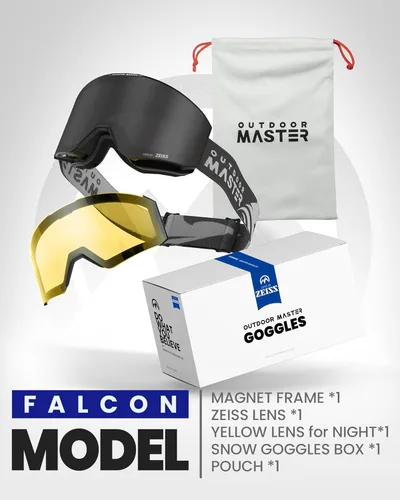 Miniatura 5 de OutdoorMaster - Gafas de esquí Falcon con lente de ZEISS, gafas de snowboard OTG antiempañamiento, lente intercambiable magnética, gafas de nieve