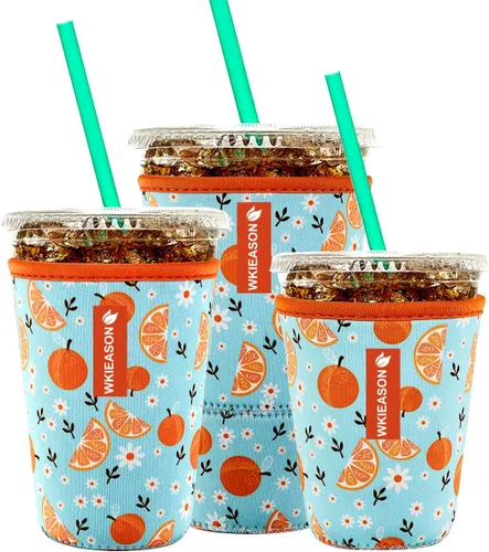 Miniatura 10 de Funda aislante de café helado reutilizable para bebidas frías y fundas de neopreno para tazas de café frío, funda más fría de 16 a 32 onzas