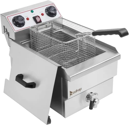 Miniatura 9 de Winado Freidora eléctrica de capacidad de 10 cuartos de galón con cestas y tapas, freidora de control de temperatura de acero inoxidable de 10 L