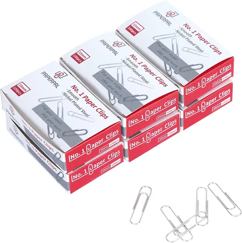 PAPERPAL Clips de papel para oficina, escuela y uso personal, clip liso #1 (1-2/7 pulgadas), 600 clips de papel medianos (6 cajas de 100 cada uno),