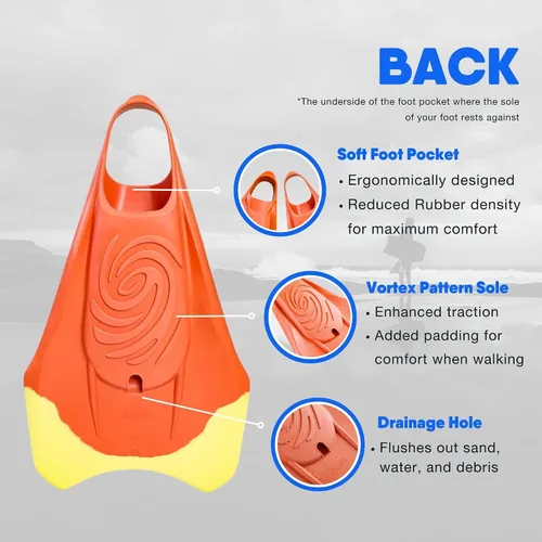 Miniatura 2 de Churchill® Aletas de natación Vortex hechas de goma malasia. Diseñadas para propulsión de aletas de natación, buceo, surf, bodyboard, unisex.