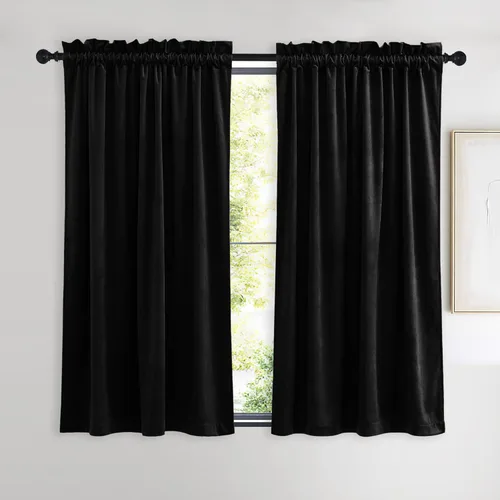 Miniatura 88 de NICETOWN Cortinas opacas de terciopelo extralargas negras de 120 pulgadas de largo para telón de fondo, cortinas de terciopelo con aislamiento Serie