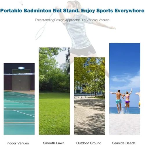 Miniatura 7 de LDAILY Juego de red de bádminton portátil de 10 pies, juego deportivo para bádminton, tenis, voleibol, red de entrenamiento con soporte