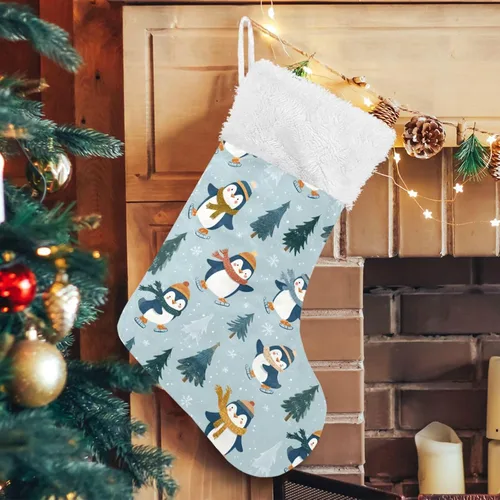 Miniatura 15 de ALAZA Medias de Navidad divertidas con muñeco de nieve agitando la mano, clásicas, decoraciones grandes personalizadas para la familia, temporada