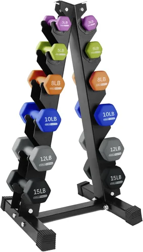 Miniatura 24 de HolaHatha Neoprene Dumbbell Weights Set w/Rack, Home Gym Equipment - Portable Weighted Exercise Dumbbells for Fitness, Training, and Lifting