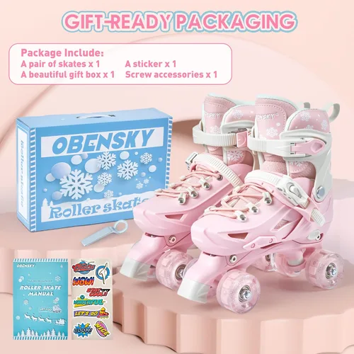 Miniatura 2 de Patines infantiles para niñas y niños de 4 a 6 años, 5 a 8, 6 a 12, 8 a 12, 4 tamaños ajustables, con ruedas iluminadas, patinas para niñas, regalo