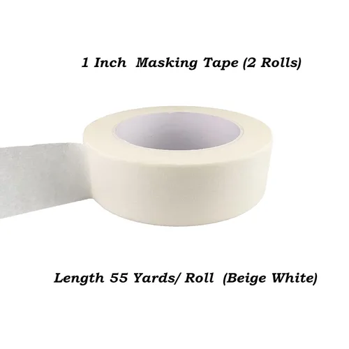 Miniatura 3 de Cinta de Enmascarar Blanca Beige, 1 Pulgada x 55 Yardas, 2 Rollos, Cinta de Pintores para Pintura, Hogar, Oficina, Papelería Escolar, Artes, Blanco