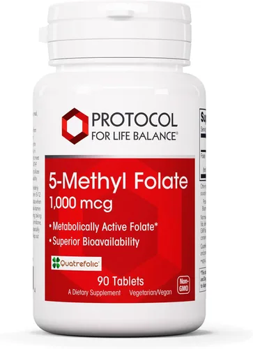 PROTOCOL FOR LIFE BALANCE 5-metilfolato 1,000mcg - Biodisponibilidad superior de metilfolato - para apoyo cerebral - Suplemento de folato para
