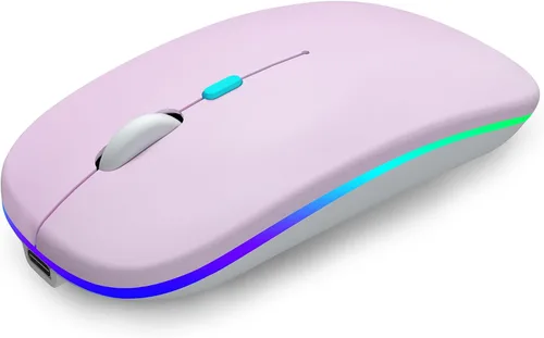 Miniatura 13 de AIKOKOK Ratón Inalámbrico Bluetooth Recargable para Laptop con LED Portátil (BT5.2 y USB 2.4G) Conexión de Modo Dual Ratón Silencioso Delgado