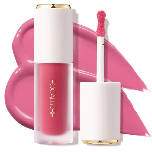 FOCALLURE Rubor líquido en crema sedosa, deja un aspecto de maquillaje mate y rocío, fácil de aplicar y crear un rubor natural, maquillaje facial de