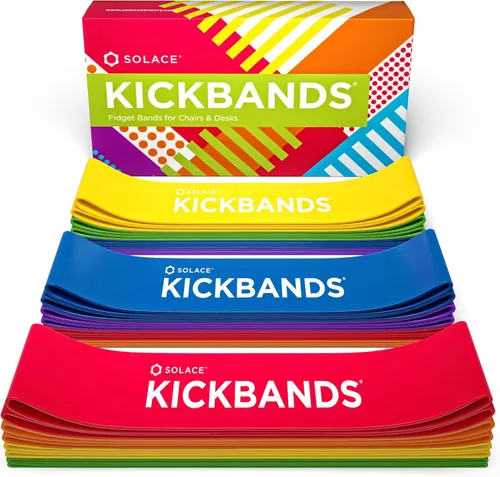 Miniatura 7 de KICK BANDS Bandas para sillas para niños con pies inquietos, paquete de 3 bandas para aliviar la ansiedad con TDAH para sillas y escritorios