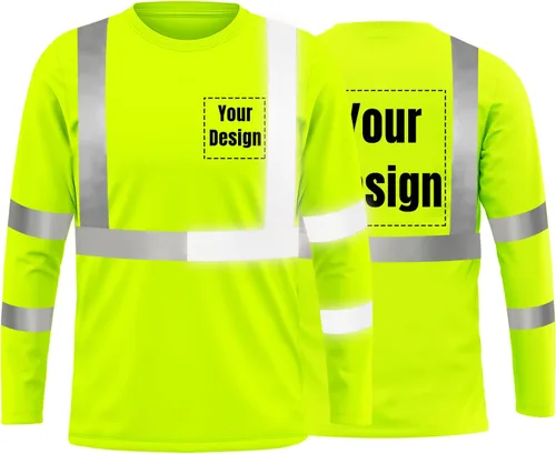 Miniatura 18 de La alta visibilidad reflexiva de las camisetas de la seguridad del logotipo de encargo Hola Vis de Verde neón