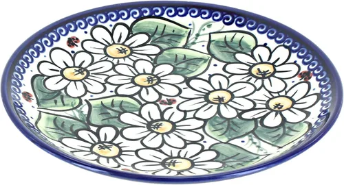 Miniatura 28 de Platos de postre amarillos Alyssa de cerámica polaca de Blue Rose - Diámetro de 7.5" - Hermoso plato para pastel, aperitivos o bocadillos
