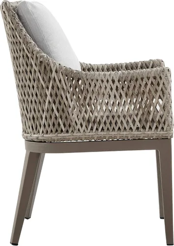 Miniatura 6 de Armen Living Silvana - Silla de comedor de mimbre y aluminio para exteriores con cojines beige - Juego de 2