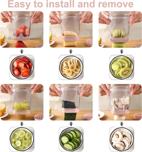 Miniatura 6 de Cortador de fresas: taza de rebanadora de frutas, cortador de velocidad de ensalada de verduras para fresas, huevo, plátano, champiñones, pepino