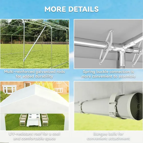 Miniatura 6 de Outsunny Tienda de campaña resistente de 23 x 39 pies para fiestas, carpa para exteriores, carpa de boda, refugio para eventos, cochera, barbacoa