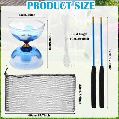Miniatura 2 de Simgoing El juego de diábolo chino Yoyo incluye colorido yoyo chino con 2 palos de diábolo, 1 cuerda y 1 bolsa de red para diversión