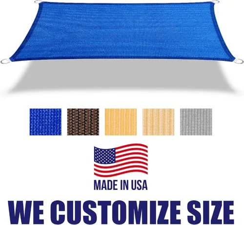 Miniatura 2 de Toldo Vela Rectangular Azul de 7' x 16' Pies, Toldo con 95% de Bloqueo UV, Tela de Refugio para Patio Exterior Jardín Trasero - Grado Comercial